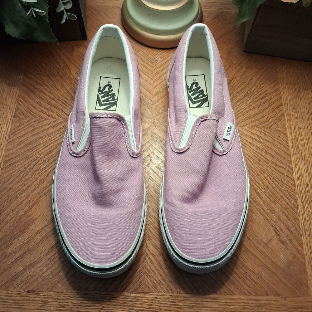 Vans White Pink Classic Slip On Unisex Low Top Women Size 9.5 Men Size 8 Adult